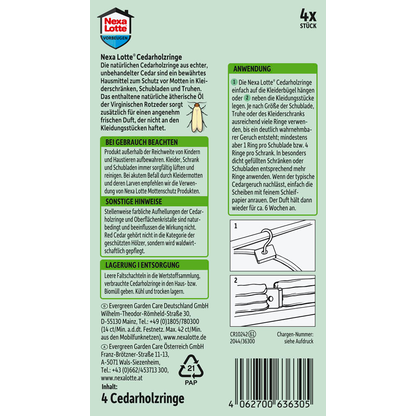 Artikelbild 2 für Nexa Lotte® Mottenschutz Cedarholz-Ringe braun, 4 St., Artikelnummer 641666