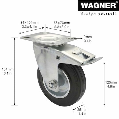 Artikelbild 2 für WAGNER® design yourself Transportgeräte-Lenkrolle RO 7124 silber, Artikelnummer 418289
