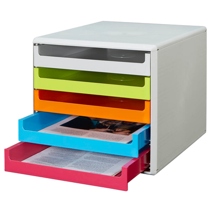 Artikelbild 3 für M&M Schubladenbox grau, grün, orange, blau, rot 30050967, DIN A4 mit 5 Schubladen, 1 St., Artikelnummer 370522