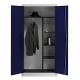 Artikelbild 1 für mauser Stahlschrank BF 4K - 7035/5003 lichtgrau, saphirblau 3 Fachböden 95,0 x 42,0 x 195,0 cm, aufgebaut, 1 St., Artikelnummer 600672