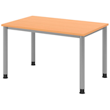 Artikelbild 1 für HAMMERBACHER HS12 höhenverstellbarer Schreibtisch buche rechteckig, 4-Fuß-Gestell silber 120,0 x 80,0 cm, Artikelnummer 355479