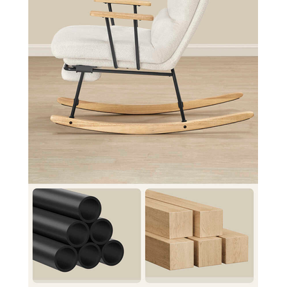 Artikelbild 6 für SONGMICS Schaukelstuhl creme schwarz, natur Metall 58,0 x 97,0/151,0 x 100,0 cm, 1 St., Artikelnummer 760767