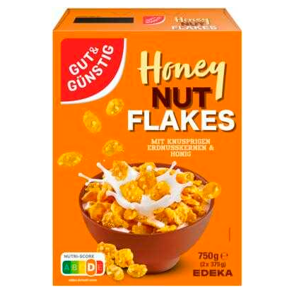 Artikelbild für GUT&GÜNSTIG Honey Nut Flakes Müsli 2x 375,0 g, 1 St., Artikelnummer 793769
