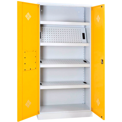 Artikelbild 3 für LÜLLMANN Umweltschrank 566256 rapsgelb, lichtgrau 4 Fachböden 91,6 x 42,2 x 195,0 cm, aufgebaut, 1 St., Artikelnummer 183687