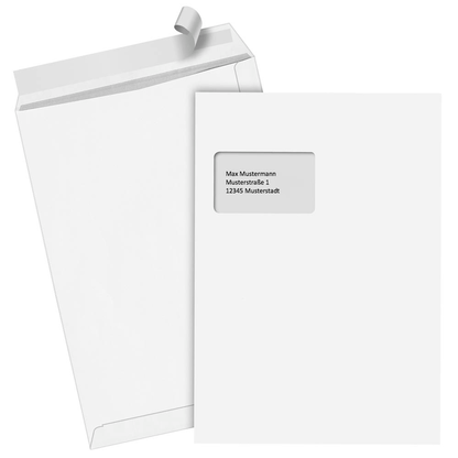 Artikelbild für STEINMETZ Versandtaschen DIN C4 mit Fenster weiß 250 St., Artikelnummer 862433