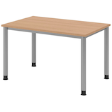 Artikelbild 1 für HAMMERBACHER HS12 höhenverstellbarer Schreibtisch eiche rechteckig, 4-Fuß-Gestell silber 120,0 x 80,0 cm, Artikelnummer 589782