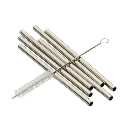 Artikelbild 2 für 6 Echtwerk Edelstahl-Strohhalme silber, Artikelnummer 649958