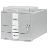 Artikelbild 1 für HAN Schubladenbox IMPULS mit Schloss lichtgrau 1018-11D, DIN A4 mit 3 Schubladen, 1 St., Artikelnummer 661674