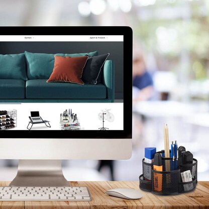 Artikelbild 2 für relaxdays Stiftehalter schwarz Metall, lackiert 7 Fächer 17,5 x 16,5 x 11,0 cm, Artikelnummer 605297