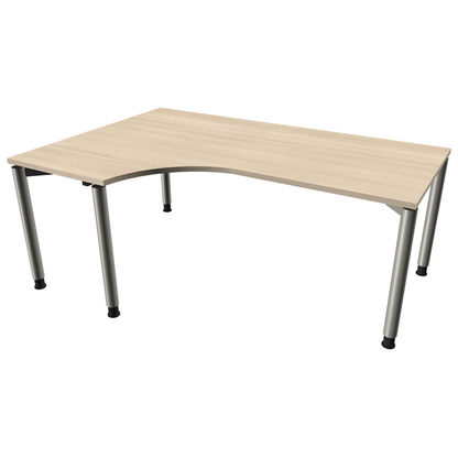 Artikelbild für fm Sidney höhenverstellbarer Schreibtisch akazie C-Form, 4-Fuß-Gestell silber 180,0 x 80,0/120,0 cm, Artikelnummer 509887