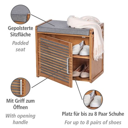 Artikelbild 3 für WENKO Schuhschrank Bahari, 62218100 braun, grau 2 Fachböden 50,0 x 33,0 x 45,0 cm, Artikelnummer 530826