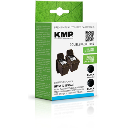 Artikelbild 2 für KMP H11D schwarz Druckerpatronen kompatibel zu HP 2x 56 (C9502AE), Artikelnummer 161687