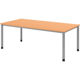 Artikelbild 1 für HAMMERBACHER HS2E höhenverstellbarer Schreibtisch buche rechteckig, 4-Fuß-Gestell silber 200,0 x 100,0 cm, Artikelnummer 590101