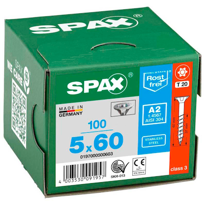 Artikelbild 2 für SPAX® Universalschrauben T20 Senkkopf Edelstahl A2 0197000500603 5 mm x 60 mm, 100 St., Artikelnummer 394819