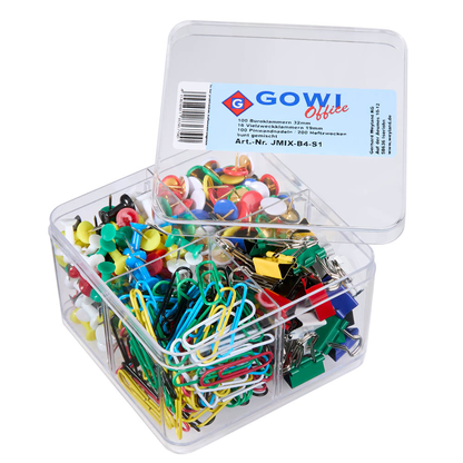 Artikelbild für Gowi Büroklammern Sortimentbox 416 teilig farbsortiert kunststoffüberzogen, 416 St., Artikelnummer 271781