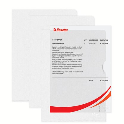 Artikelbild 5 für Esselte Sichthüllen Standard Plus 54850 DIN A5 transparent genarbt 0,12 mm, 100 St., Artikelnummer 654184