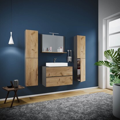 Artikelbild 5 für VCM my bath Badmöbel-Set 5-teilig Lendas XL 915302 honig-eiche, anthrazit 127,0 x 52,0 x 150,0 cm, Artikelnummer 390581