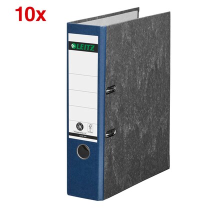 Artikelbild für AKTION: LEITZ 1080 Ordner blau marmoriert Karton 8,0 cm DIN A4, 10 St., Artikelnummer 653806