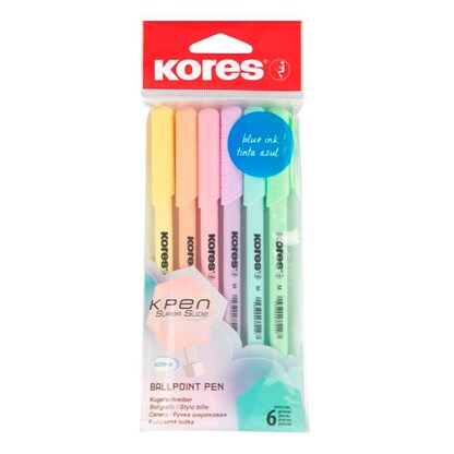 Artikelbild 2 für Kores® Kugelschreiber K0R-M Pastel farbsortiert, Schreibfarbe: blau, 6 St., Artikelnummer 766797
