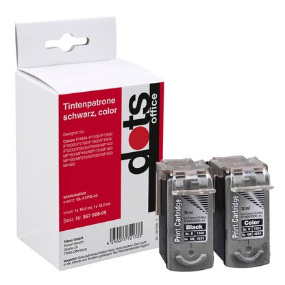 Artikelbild für dots schwarz, color Druckerpatronen kompatibel zu Canon PG-40/CL-41, 2er-Set, Artikelnummer 567008