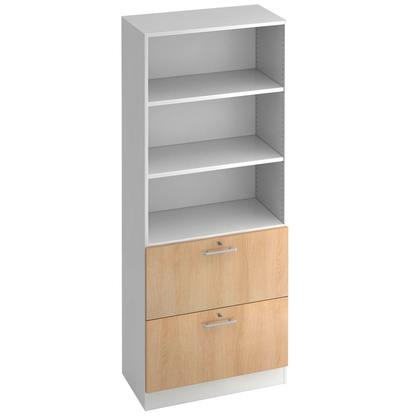 Artikelbild für HAMMERBACHER Regalschrank Prokura, V7300/W/E/RE weiß, eiche 80,0 x 42,0 x 200,4 cm, 1 St., Artikelnummer 637905