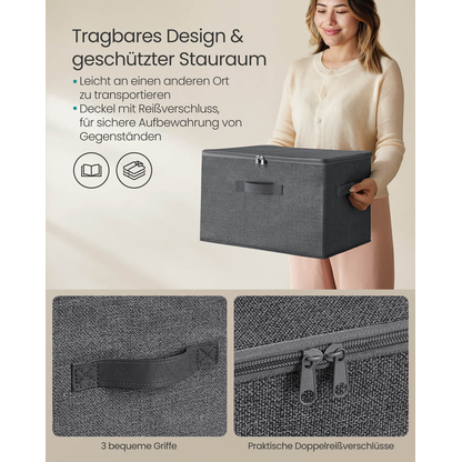 Artikelbild 5 für SONGMICS Aufbewahrungsboxen silbergrau 40,0 x 30,0 x 25,0 cm, 3 St., Artikelnummer 439616