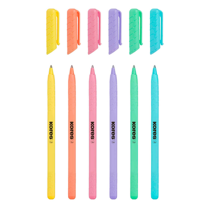 Artikelbild für Kores® Kugelschreiber K0R-M Pastel farbsortiert, Schreibfarbe: blau, 6 St., Artikelnummer 766797