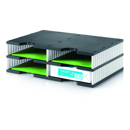 Artikelbild für styro Sortierstation styrodoc duo black & white schwarz/weiß mit 4 Fächern, Artikelnummer 403651