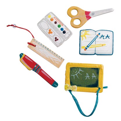 Artikelbild für Rayher Holz-Streudeko rot/gelb/weiß Schulanfang, 6 St., Artikelnummer 924787