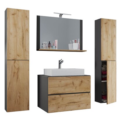 Artikelbild für VCM my bath Badmöbel-Set 5-teilig Lendas XL 915302 honig-eiche, anthrazit 127,0 x 52,0 x 150,0 cm, Artikelnummer 390581