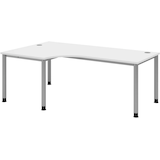 Artikelbild 1 für HAMMERBACHER HS82 höhenverstellbarer Schreibtisch weiß L-Form, 5-Fuß-Gestell silber 200,0 x 80,0/120,0 cm, Artikelnummer 590048