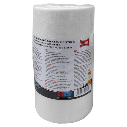 Artikelbild für BALLISTOL Putztuchrolle trockene Universaltücher 1-lagig weiß, 130 Blätter, 1 Rolle, Artikelnummer 240998
