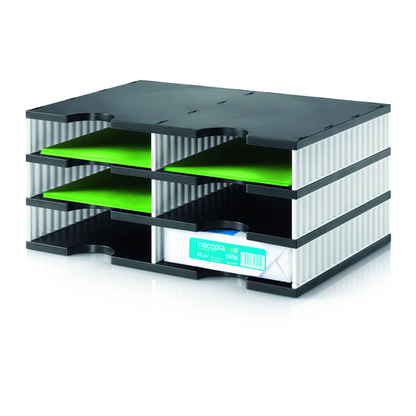 Artikelbild für styro Sortierstation styrodoc duo black & white schwarz/weiß mit 6 Fächern, Artikelnummer 403663