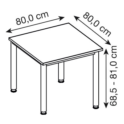 Artikelbild 2 für HAMMERBACHER HS08 höhenverstellbarer Schreibtisch buche quadratisch, 4-Fuß-Gestell grau 80,0 x 80,0 cm, Artikelnummer 100699