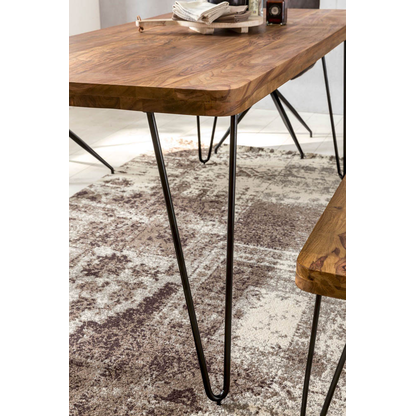 Artikelbild 9 für WOHNLING Esstisch sheesham rechteckig, Haarnadelbeine schwarz, 200,0 x 80,0 x 76,0 cm, Artikelnummer 904942