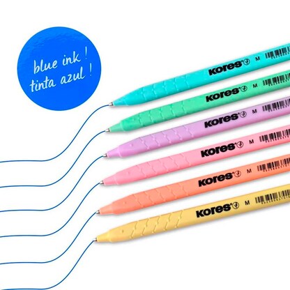 Artikelbild 3 für Kores® Kugelschreiber K0R-M Pastel farbsortiert, Schreibfarbe: blau, 6 St., Artikelnummer 766797