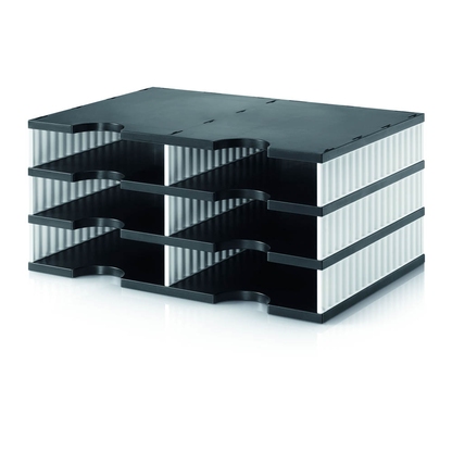 Artikelbild 2 für styro Sortierstation styrodoc duo black & white schwarz/weiß mit 6 Fächern, Artikelnummer 403663