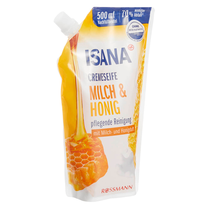 Artikelbild 2 für ISANA Milch & Honig Flüssigseife Nachfüllpackung 500 ml, Artikelnummer 386567
