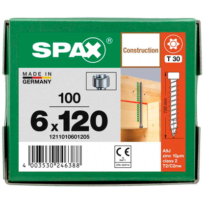 Artikelbild 7 für SPAX® Holzbauschrauben T30 Zylinderkopf WIROX 1211010601205 6 mm x 120 mm, 100 St., Artikelnummer 745129