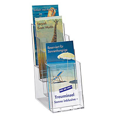Artikelbild für helit Tischprospekthalter transparent 1/3 DIN A4 4 Fächern 11,5 x 15,0 x 25,5 cm, 1 St., Artikelnummer 818369