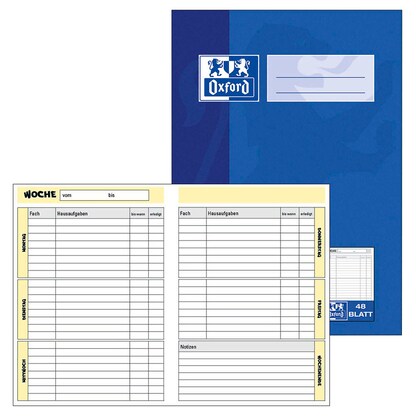 Artikelbild für OXFORD Hausaufgabenheft Lineatur SL liniert DIN A5 ohne Rand, 48 Blatt, 1 St., Artikelnummer 107375