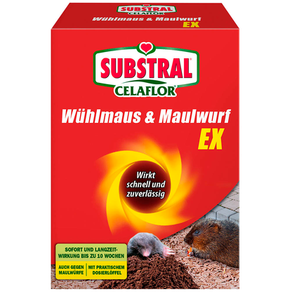 Artikelbild für SUBSTRAL® Celaflor® Wühlmaus & Maulwurf EX Ratten- & Mäuseabwehrmittel 150,0 g, Artikelnummer 664948