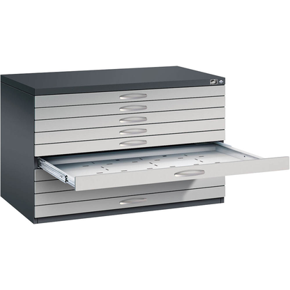 Artikelbild für CP 7100 Planschrank schwarzgrau, weißaluminium 10 Schubladen 110,0 x 76,5 x 76,0 cm, 1 St., Artikelnummer 682548