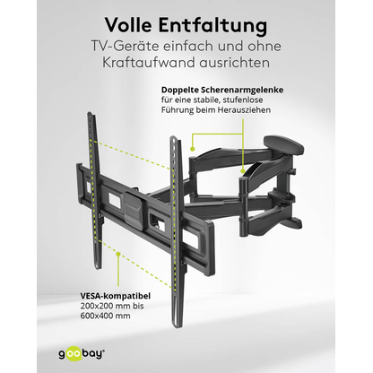Artikelbild 4 für goobay TV-Wandhalterung Basic FULLMOTION (L) schwarz, Artikelnummer 557369