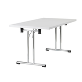 Artikelbild 1 für HAMMERBACHER Mehrzwecktisch weiß rechteckig, Rundrohr chrom, 138,0 x 69,0 x 73,5 cm, Artikelnummer 853028