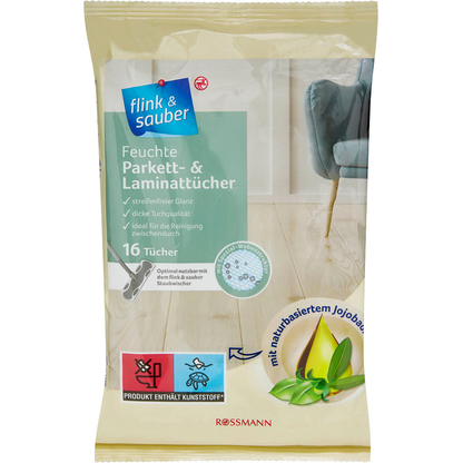 Artikelbild für flink & sauber Parkett & Laminat Feuchte Bodentücher Mikrofaser, 16 Tücher, Artikelnummer 212557