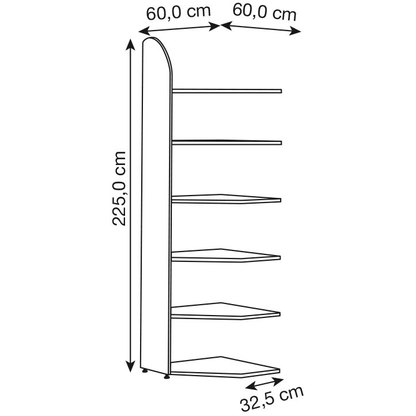 Artikelbild 2 für Kerkmann Eckregal Dante lichtgrau 60,0 x 32,5 - 60,0 x 225,0 cm, 1 St., Artikelnummer 659110