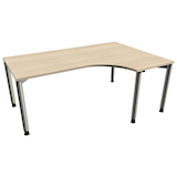 Artikelbild 1 für fm Sidney höhenverstellbarer Schreibtisch akazie C-Form, 4-Fuß-Gestell silber 180,0 x 80,0/120,0 cm, Artikelnummer 510442