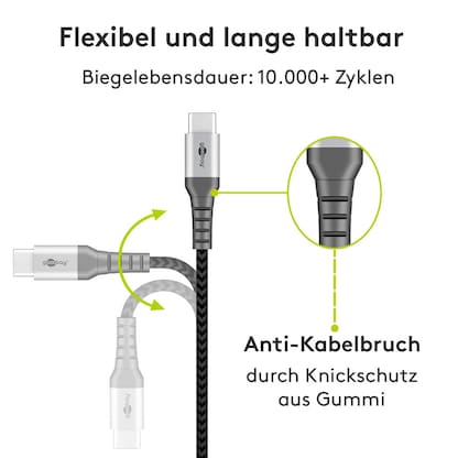 Artikelbild 6 für goobay USB C Kabel 2,0 m schwarz, grau, 1 St., Artikelnummer 651767