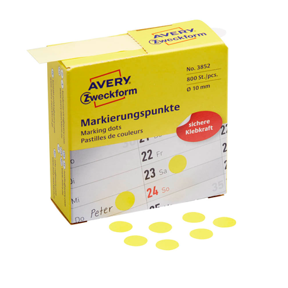 Artikelbild für AVERY Zweckform Klebepunkte 3852 gelb Ø 10,0 mm, 800 St., Artikelnummer 416166